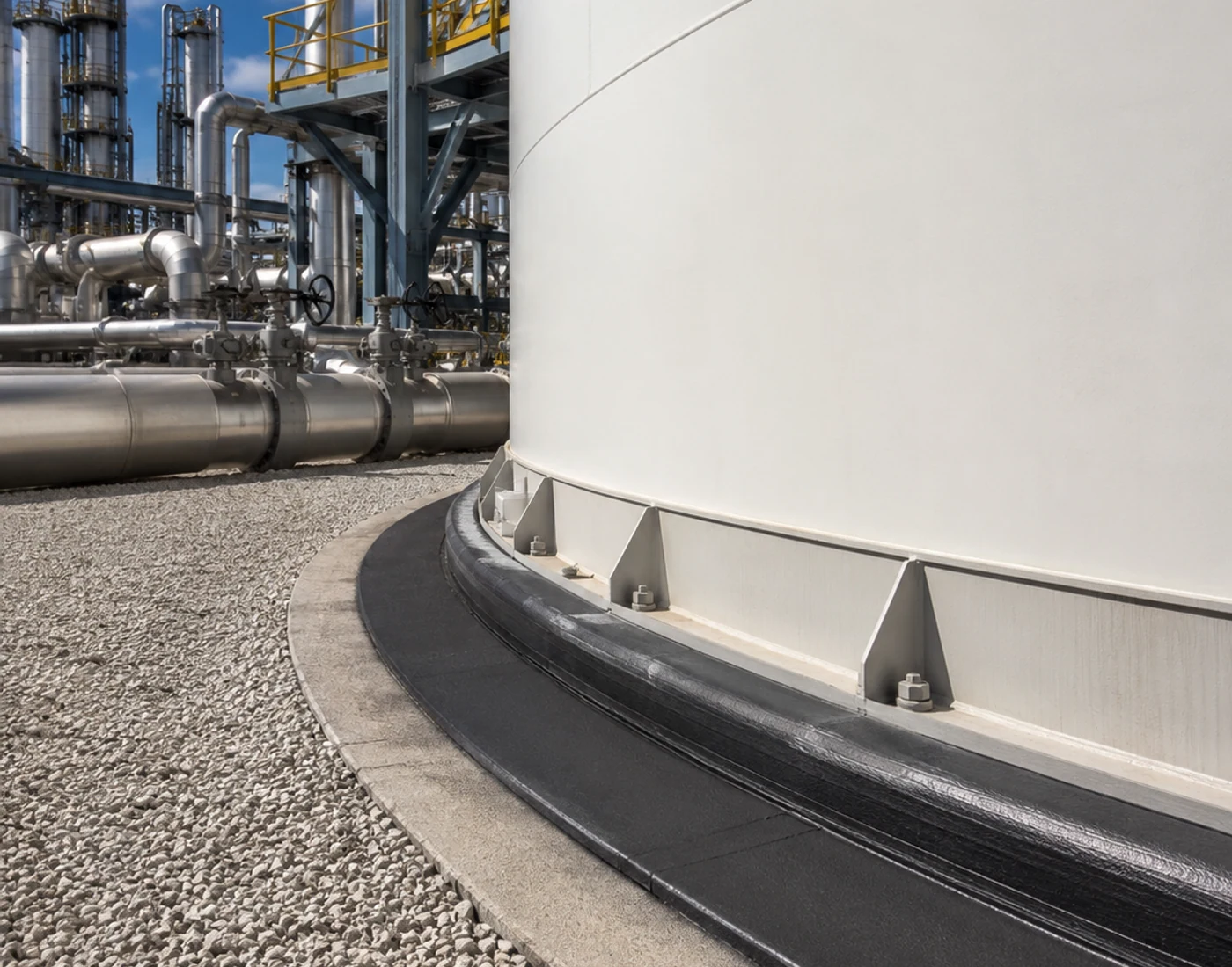 Illustrative industrial storage tank edge corrosion protection application